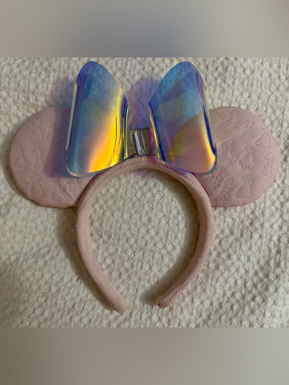 Stoney Clover Lane Pink Headband with Iridescent Rainbow Bow